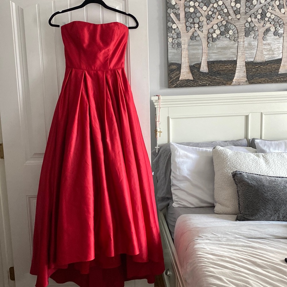 Satin Red High Low Gown